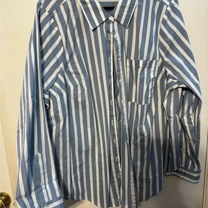 Torrid Blue and White Striped Button Down Shirt